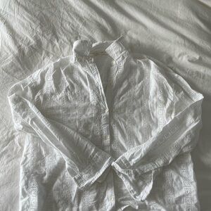 Mango White Casual Button Down Shirt Classic Cotton